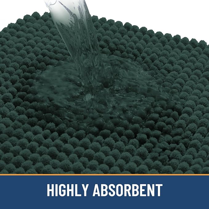 Arotive Bathroom Rugs 30" x 20", Ultra Soft Absorbent Chenille Bath Rugs, Non-Slip Rubber Backing, Machine Washable Bath Mats for Bathroom Floor, Tub and Shower, Home Decor Accessories, Dark Green