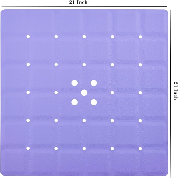 Webos Shower Mat for Textured Surface：Silicone Non Slip Shower Mat Without Suction Cups Foldable - Square Bath Mat for Reglazed Tub Textured Shower Floor (Purple, 21x21)