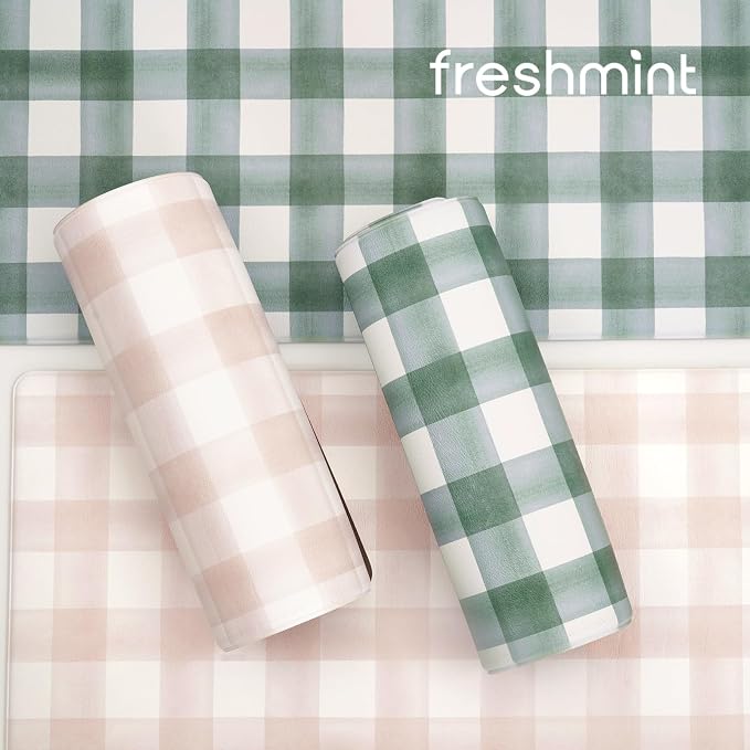 FRESHMINT Modern Farmhouse Plaid 2 Piece Set Kitchen Mats for Floor Anti Fatigue Waterproof & Non-Skid Kitchen Rugs Cushioned Kitchen Mat for Standing Washable Comfort Desk Kitchen Runners