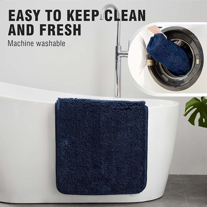 TECHMILLY Super Soft Shaggy Bathroom Rugs, Absorbent Thick Non Slip Microfiber Bath Rugs, Quick Dry Machine Washable Bath Mat for Bathroom Floor, Bathtub and Shower 20"x32"
