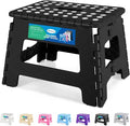 Dyforce 9 Inch Folding Step Stool for Kids and Adults, Collapsible Light-Weight Foot Stools Foldable for Toddler, Kitchen, Bathroom, 300 lb Capacity (Black)