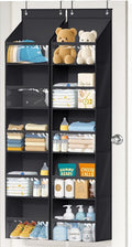 AOODA 2 Pack Over the Door Organizer, Large Capacity Closet Door Hanging Organizer, Clear Deep Pockets Baby Storage for Nursery, Bathroom, Bedroom, Pantry, Diapers (Black)