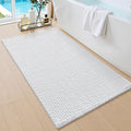 DEXI Bathroom Rugs 43x24, Non Slip Washable Bath Mat, Absorbent Chenille Bathmat, Ultra Soft Thick Carpet for Tub Shower Floor, White