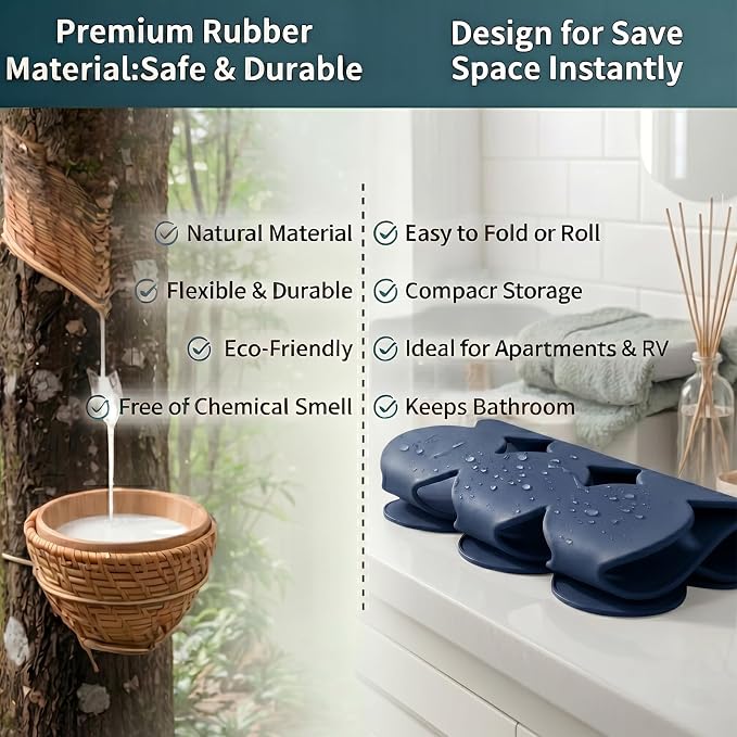 Webos Non Slip Bathtub Mat Shower Mat Bath Mat Tub Mats with Strong Suction Cups Soft Natural Rubber Bath Mat for Inside The tub (Ivy-Blue, 28x16 inch)