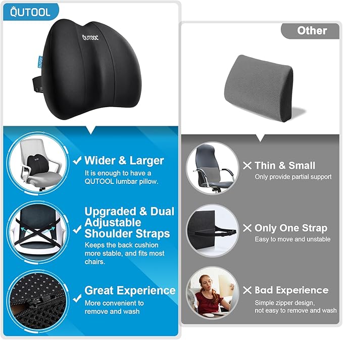 Lumbar Support Pillow for Office Chair, Office Home Essentials,Gifts for Mom,Dad, Back Support Pillow for Car, Chair Cushions,Back Pain Relief Improve Posture,Mesh Cover Double Adjustable Straps
