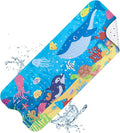 Baby Bath Mat Non Slip, Cartoon Kids Bath Mat for Tub 40 x 16 Inches, Non Slip Bathtub Mat with Suction Cups and Drain Holes Shower Stall Mats, Machine Washable, Dolphin