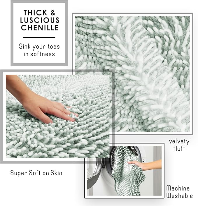 Clara Clark Bathroom Accessories Set - Bathroom Set, Bathroom Sets with Shower Curtain and Rugs, Shower Curtain Set with Bathroom Trash Can - Ombre Green - 22PC