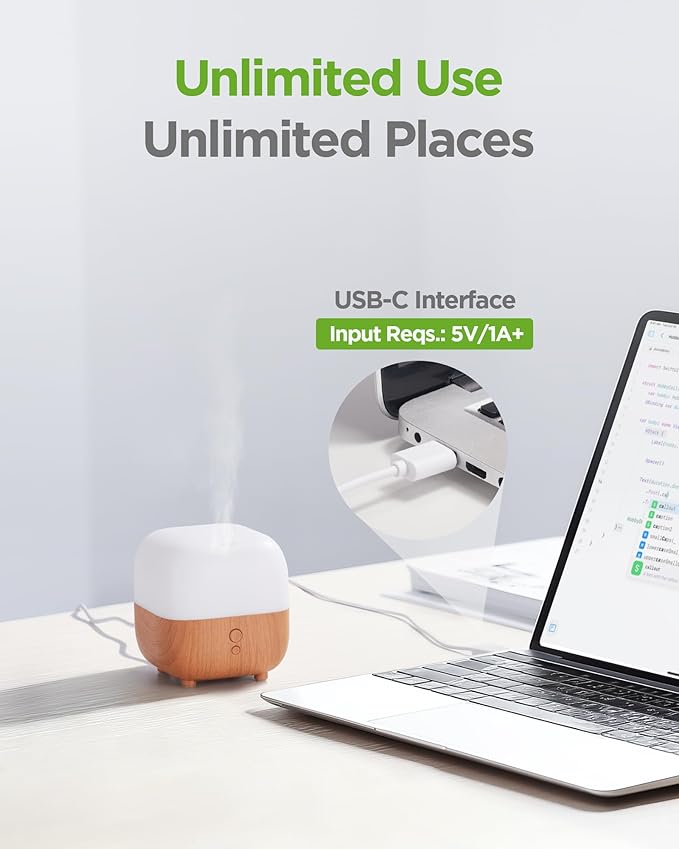 InnoGear 150ml Essential Oil Diffuser, 2 Pack 5-in-1 Diffusers for Home Scent 8 LED Color Aromatherapy Diffuser Air Desk Mini Humidifier Small Vaporizer Aroma Diffuser for Laptop Office, Medium