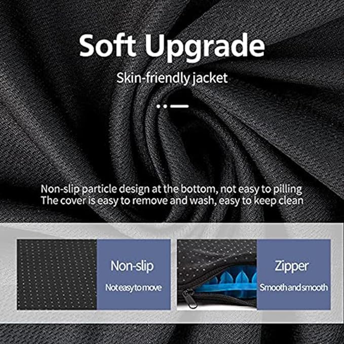 Gel Seat Cushion, Super Large (19x18x1.6inch) Gel Cushion Chair Pads with Non-Slip Cover for Home Office Car Seat Wheelchair, Soft Breathable Honeycomb Seat Cushion for Relieve Hip Pain