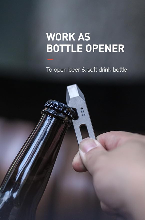 KEEPO LINK Titanium EDC Pry Bar Multitool, 4-in-1 Keychain Prybar Tool with Bottle Opener, Hex Wrench & Ruler, Pocket Pry Tool for Everyday Carry, Camping & Outdoor Gear, OLT03 (Gunmetal Grey)
