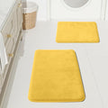HUXMEYSON Bathroom Rugs Sets 2 Piece, Non-Slip & Quick Dry Bath Mat Set, Ultra Soft Velvet Bath Rugs for Bathroom, Toilet and Shower Floor, Yellow