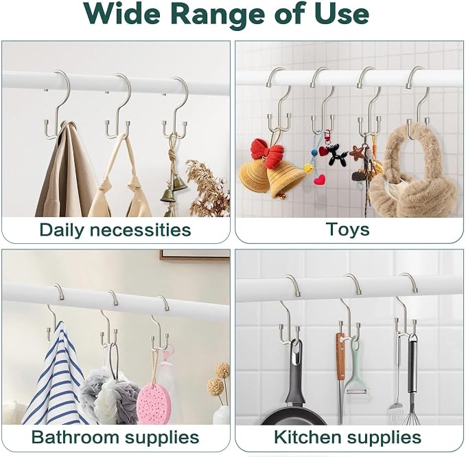 Goowin Shower Curtain Hooks, Shower Curtain Rings, Metal Shower Curtain Hangers Rust Proof, Double Glide Shower Rings for Curtain, Shower Hooks for Shower Curtain, Matte Nickel, 12 Pack-Cylinders