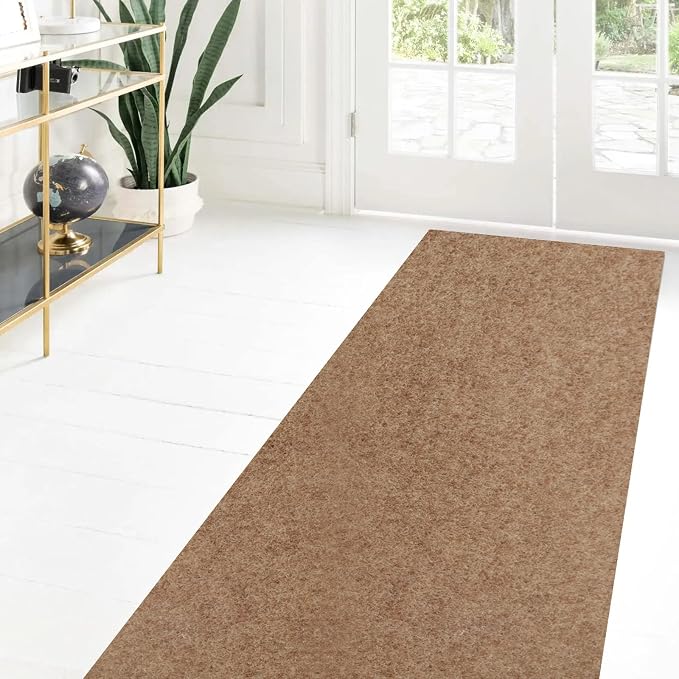 Custom Size Runner Rug 2 ft x 25 ft, 2-82ft Carpet Runners Hallway Entryway Kitchen Garage Laundry Room Area Rugs with Non-Slip Rubber Backing, Sand