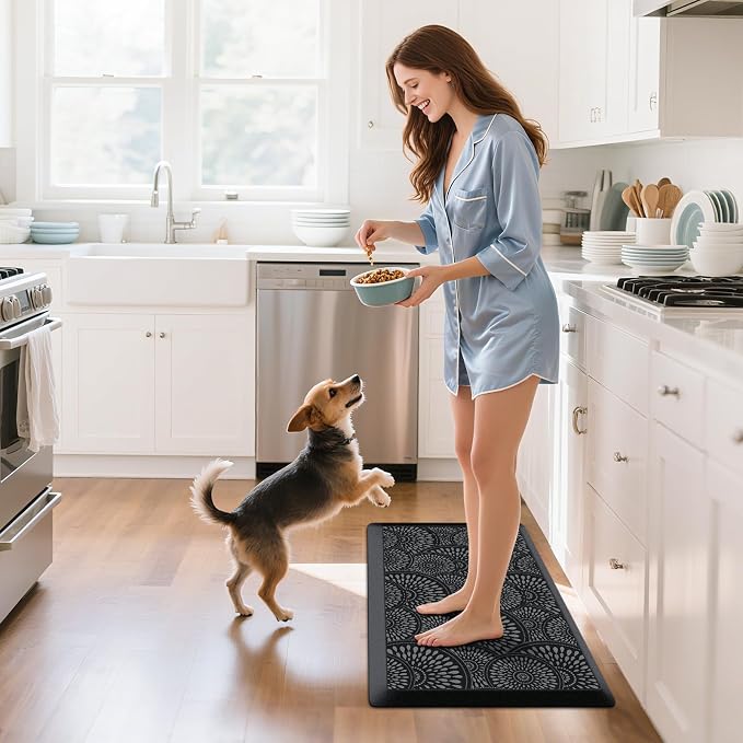 Mattitude 4/5 Inch Kitchen Mat, 20x32in Heavy Duty Ergonomic Comfort Foam Standing Desk Mat, Waterproof Non-Slip Standing Mats and Rugs for Kitchen, Office, Black