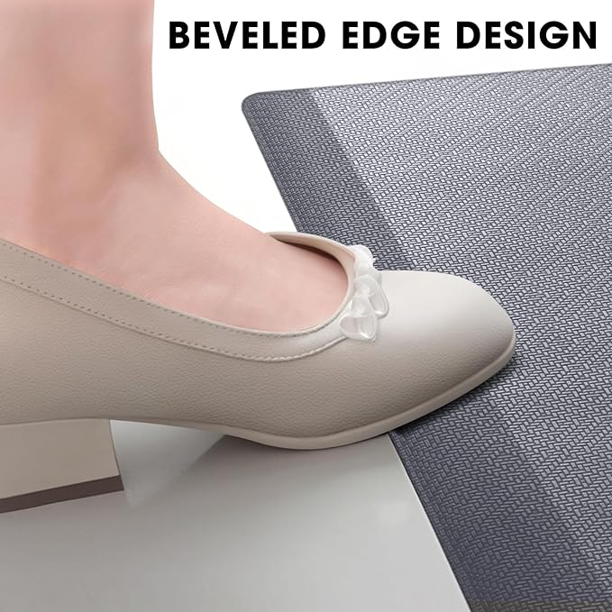 Mattitude Kitchen Mat Cushioned Anti-Fatigue Floor Mat Water Resistant Non-Slip Mats and Rugs Standing and Comfort Desk Mats for House Sink Office Laundry (Light Grey, 17.3"x60")