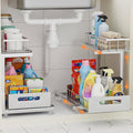 Under Sink Organizer, Heavy Duty Metal Pull Out Cabinet Organizer Slide Out Sink Shelf Organizer Height Adjustable, Multi-Purpose Storage Shelf for Kitchen Bathroom(Sliver,2Pack)