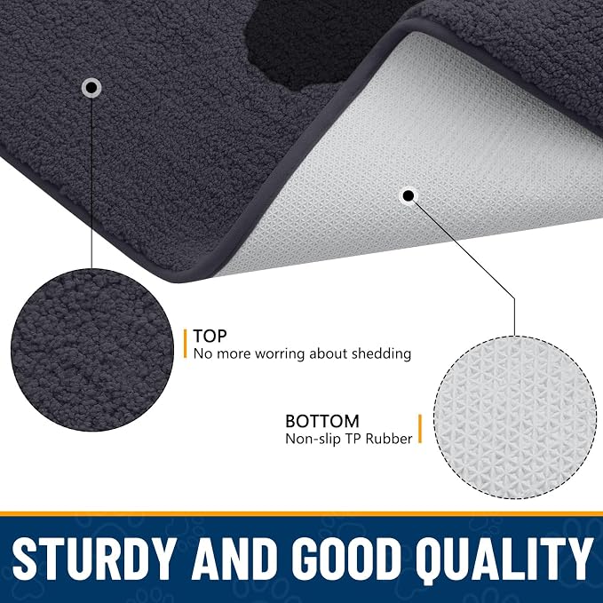 Smiry Dog Door Mat for Muddy Paws, Absorbs Moisture and Dirt, Low-Profile Entryway Mat with Non-Slip Backing, Entry Indoor Outdoor Doormat for Inside Floor (59x35 Inches, Black, Paw