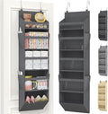 Lifewit 1 Pack Over the Door Organizer, 5 Section Clear Window Hanging Storage with 4 Side Pockets, Sturdy Anti Tilt 40 lbs Load Behind Door for Closet, Bedroom, Bathroom, Nursery, Dorm, Dark Gray