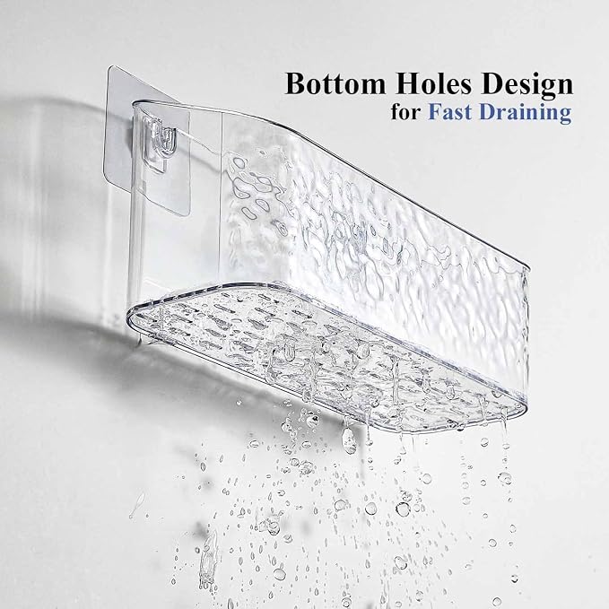 Bath Toy Storage Organizer, Bathtub Toy Storage Holder, Large Capacity Wall Mounted Shower Caddy Shower Organizer, No Drill Shelves Basket, Wave, 2 Pack