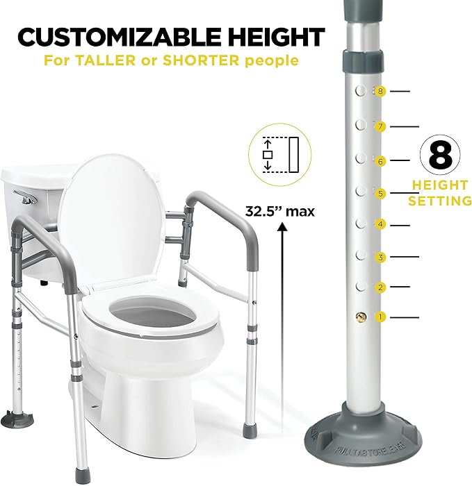 Medical king Toilet Safety Rail - Adjustable Detachable Toilet Safety Frame with Handles Heavy-Duty Toilet Safety Rails Stand Alone - Toilet Safety Rails for Elderly, Handicapped - Fits Most Toilets