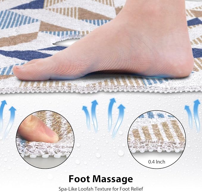 Square Shower Mat, Yonala 27 x 27 Inch Stylish Non Slip Shower Mats for Inside Shower with Central Drain Hole, Soft Trimmable PVC Loofah Anti Slip Shower Mat for Walk in Shower Stall, Quick Drying