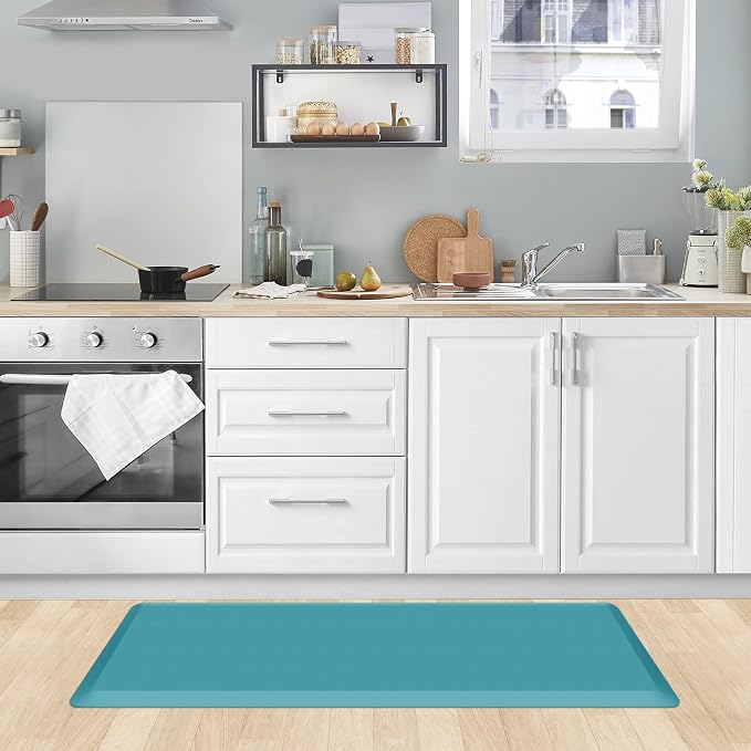 KitchenClouds Kitchen Mat Cushioned Anti Fatigue Kitchen Rug 17.3"x39" Water Resistant Non Slip Kitchen Rugs and Mats Standing Desk Mat Comfort Floor Mats for Kitchen House Sink Office (Green)