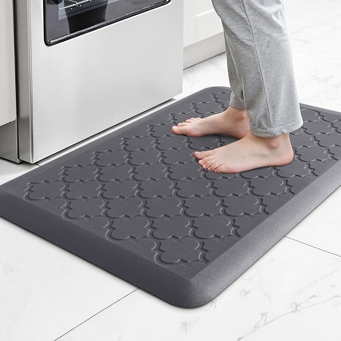 TranquilRelax 4/5 Inch Thick Anti-Fatigue Kitchen Mat Water Resistant Non-Slip Kitchen Floor Mat Ergonomic Comfort Standing Mat for Home Kitchen Office Laundry 17.3"x 24" Grey