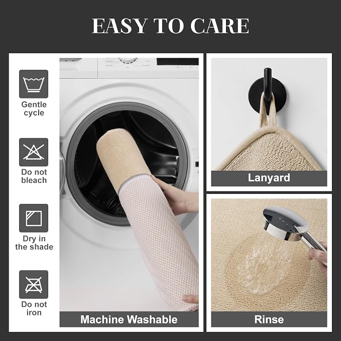 MontVoo Quick Dry Bathroom Runner, Super Absorbent Long Bath Runner, 3D Honeycomb Mesh Base Non Slip Bath Mats, Machine Washable Low Pile Bath Rug for Bathtub Front, Shower, Sink, Beige 24"x48"
