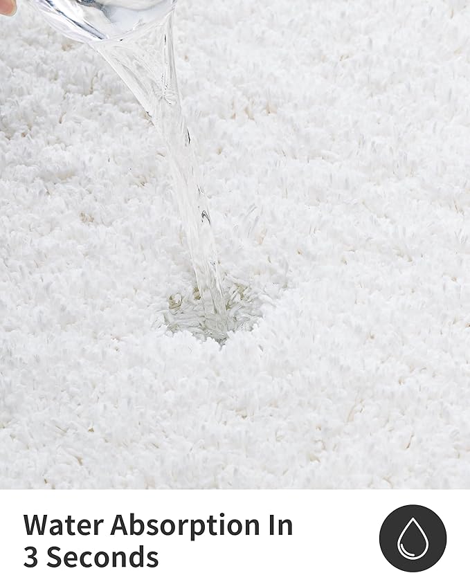 ILANGO White Christmas Bathroom Rugs 24" × 17" Non Slip & Super Absorbent Extra Thick Soft, Washable Bath Mat for Floor, Non Shedding Microfiber Plush Shaggy Bath Rug for Bathtub Shower Room Sink