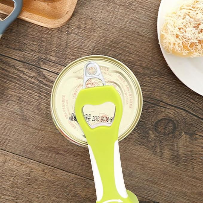Multifunctional Bottle Opener 4-in-1 Grip Tool Easy Twist Cap Jar for Soda Bottles Canning Lids Can Tabs Arthritis Relief Kitchen Gadget Effortless Opening(White Green)