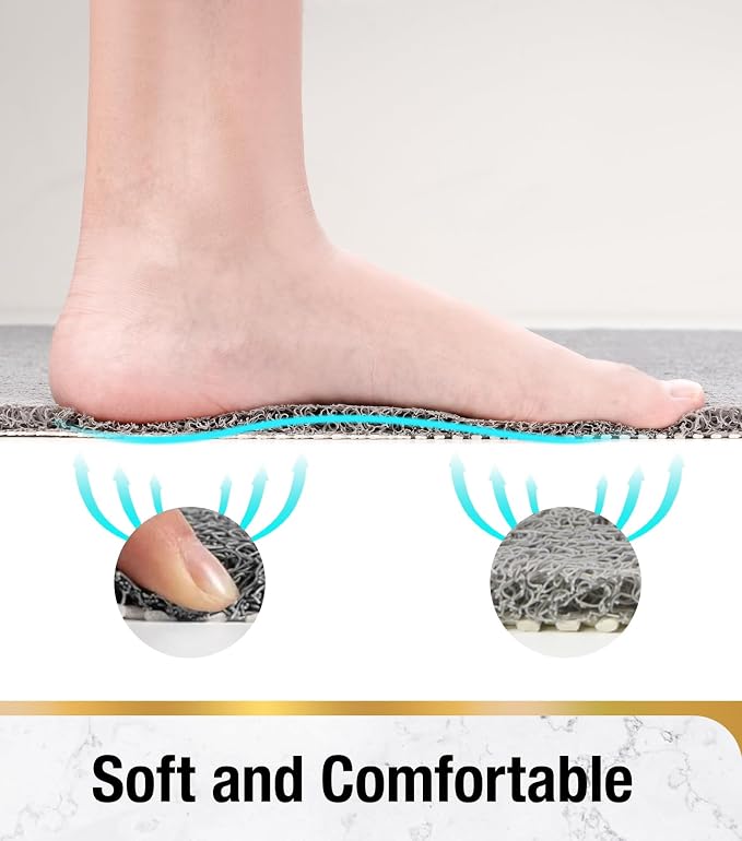 HITSLAM Square Shower Stall Mat, 27 x 27 Inch Non Slip Bath Mat for Tub, Soft PVC Loofah Bathtub Mats, Quick Drying Bathroom Shower Mat Anti Slip, Soft on Feet, Grey