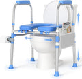 Padded Toilet Seat Riser for Seniors FSA/HSA Eligible, Adjustable Safety Frame Raised Toilet Seat with Handles, Heavy Duty Bariatric Recovery Elderly Assistance Products, Fits Round & Elongated