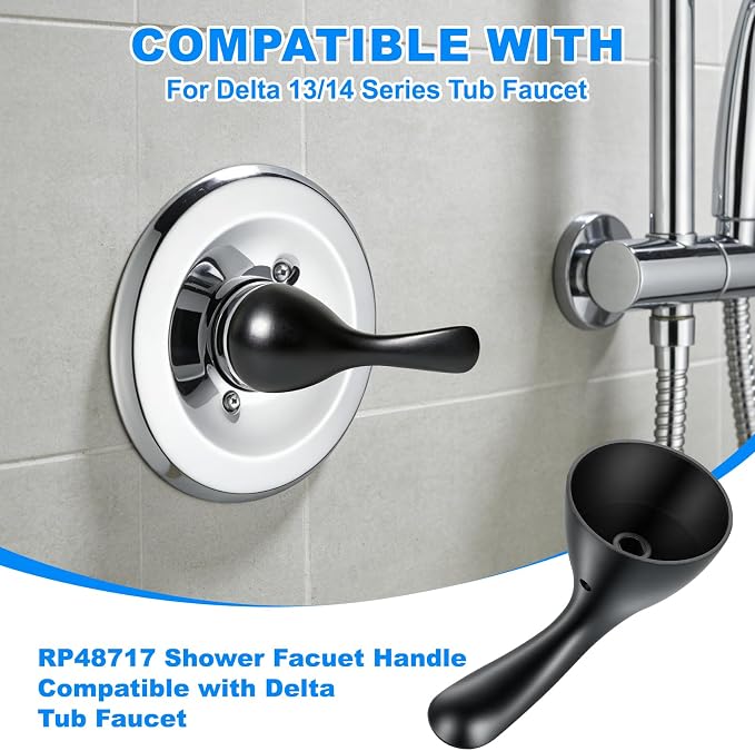 RP48717 Shower Handle Replacement, Compatible with Delta 13/14 Series Tub Shower Faucet, Single Handle Tub and Shower Faucet Handle (Matte Black)