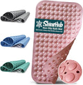 Non Slip TPE Bath Mat, Heavy Non Floating Shower Mat, 28x16, Pink | Strong grip, 166 suctions, 144 drains, 7mm extra-thick cushioned layer, washable, for bathroom shower tub floor