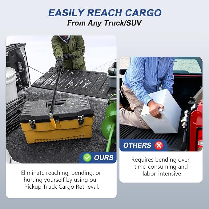 HUAALIUCHE 5FT Pickup Truck Cargo Retrieval,Multi-Use Cargo Retriever,Telescopic Cargo Retriever Hook,Long Reaching Tool