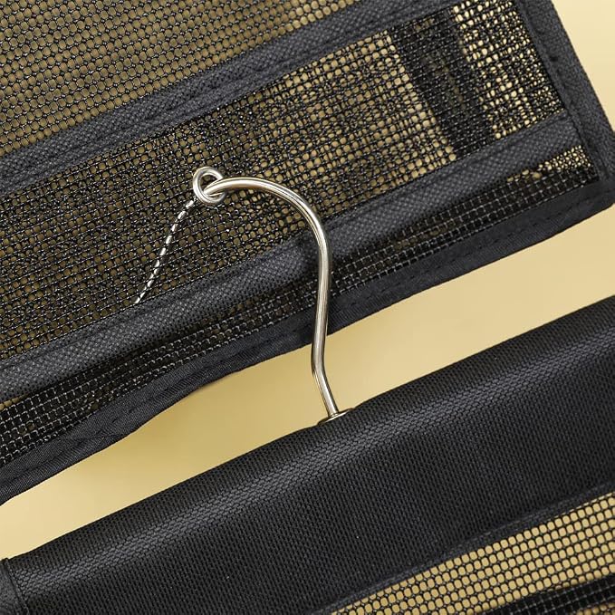 ALYER Hanging Mesh Shower Caddy Organizer Bathroom Storage Bag with Hooks for College Dorm, Gym, Swimming,RV and Travel,Black-2 Pack