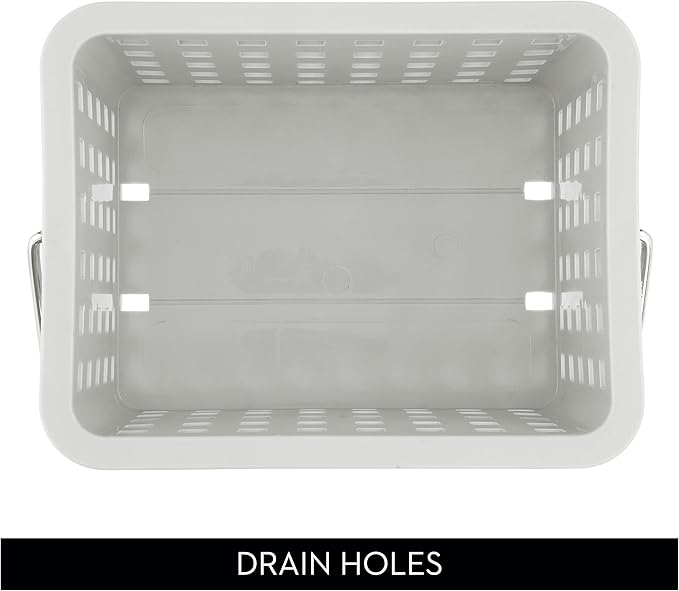 iDesign Shower Caddy Basket with Handle for Bathroom or College Dorm, Light Gray, Made in USA