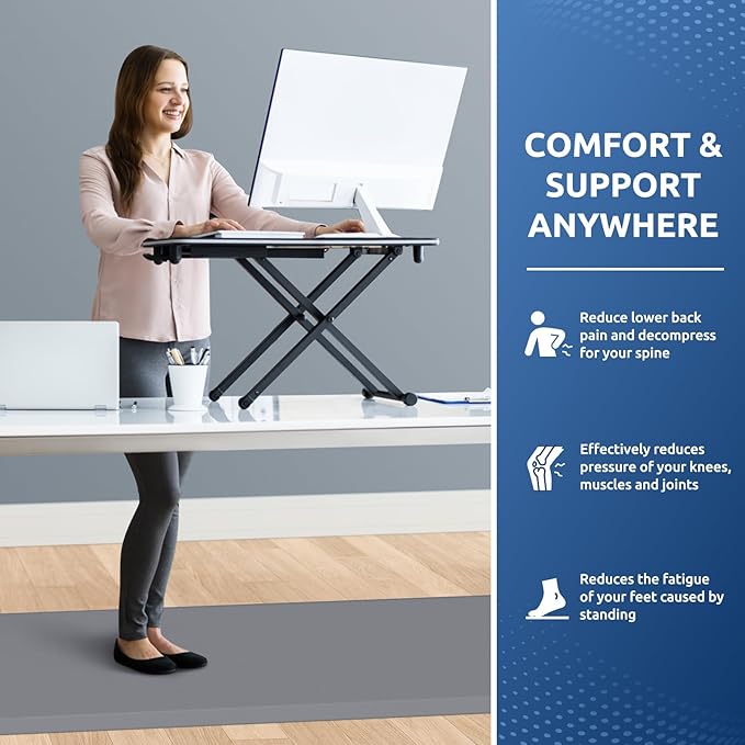 KitchenClouds Kitchen Mat Cushioned Anti Fatigue Rug 24"x70" Water Resistant, Non Slip, Standing and Comfort Desk/Floor Mats for House Sink Office (Grey,0.8inch)