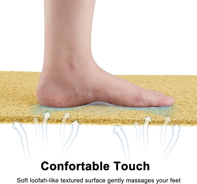 Leotruny Bath Tub Shower Mat 40 x 16 Inch Non-Slip Soft PVC Loofah Mats for Bathroom (C02-Beige)
