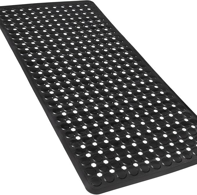 TEESHLY Bath Mat for Tub & Shower, Non Slip Soft Bathmat with Suction Cups & Drain Holes, Machine Washable Bathtub Floor Liner Mats for Bathroom, 35x16 Inch, Black