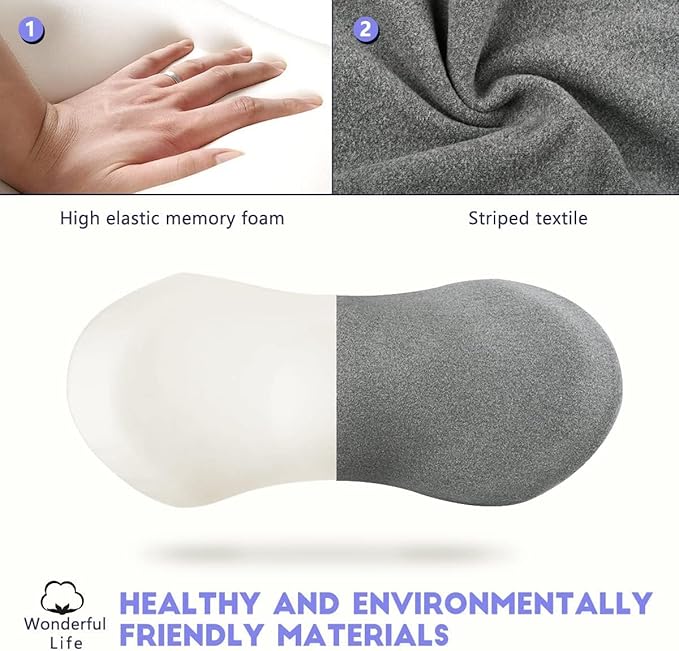 kasney Lumbar Support Pillow, Memory Foam Lumbar Pillow for Lower Back Pain Relief, Back Support Pillow for Office Chair, Car Seat - Dark Gray