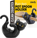 Black Cat Spoon Rest for Stove Top – Silicone Pot Clip Utensil Holder & Lid Lifter – Funny Kitchen Gadget, Unique Witchy Cat Gifts for Women & Halloween – 3" x 2.5"