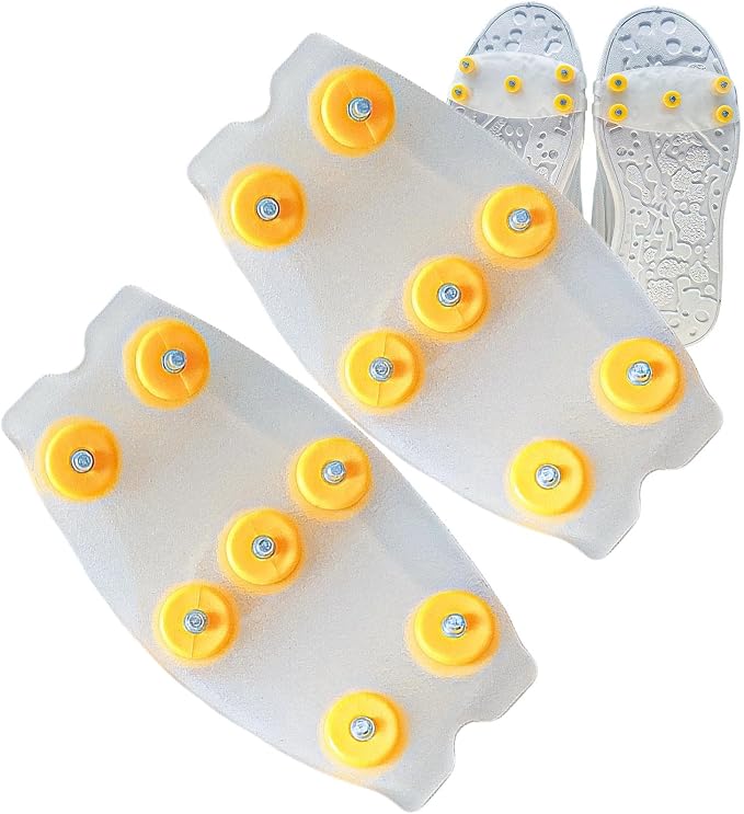 Ice Cleats Shoes, Anti Slip Aid, 4.13x2.16 Inch Crampon Piece with Winter Use, Hiking Helper with, Compact Utility Tool, Home Accessories for Men Women Fishing Sports Garden Park Running