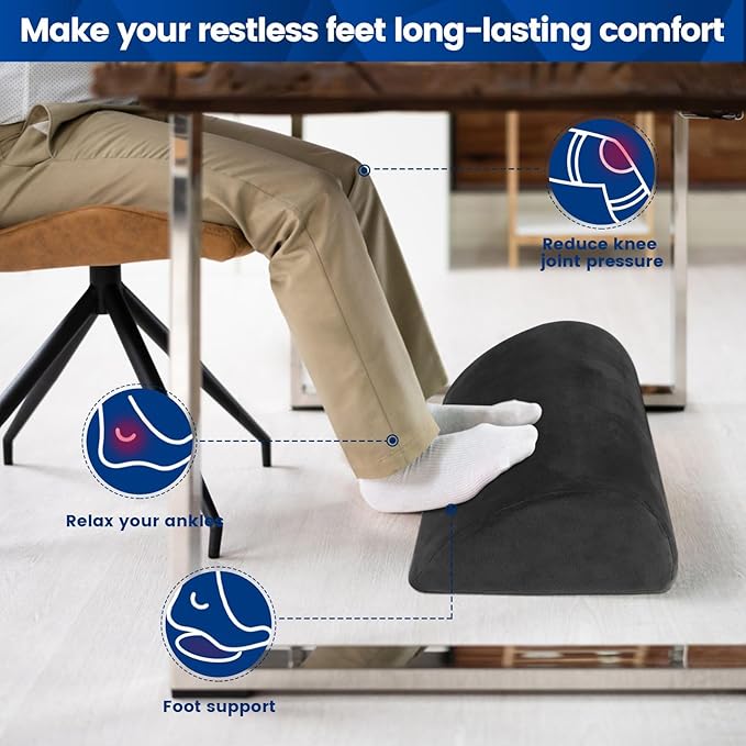 CloudBliss Foot Rest for Under Desk at Work,Office Desk Accessories with Soft Foam and Washable Removable Cover, Foot Stool for Office, Car, Home to Foot Support and Relax Ankles, Gray