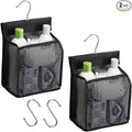 ALYER Hanging Mesh Shower Caddy Organizer Bathroom Storage Bag with Hooks for College Dorm, Gym, Swimming,RV and Travel,Black-2 Pack