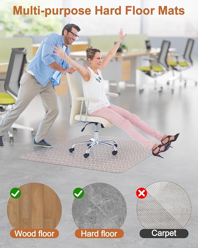 Blvornl Large Office Chair Mat for Hardwood Floor, Rolling Chair Chair Mat for Hard Wood, Large Anti-Slip Hard Floor Protector, Heavy Duty Computer Desk Rug for Office and Home 53"*45"