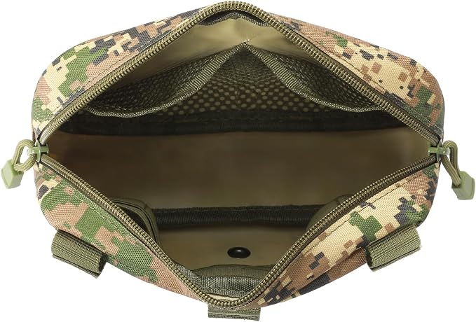 FRTKK Tactical Molle Admin Pouch Utility Laser Cut EDC Tool Pouch Bag Horizontal Modular Pouches Include US Flag Patch and Keychain
