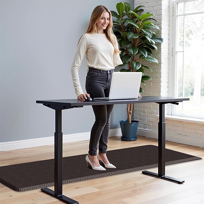 Mattitude Kitchen Mat Cushioned Anti-Fatigue Floor Mat Water Resistant Non-Slip Mats and Rugs Standing and Comfort Desk Mats for House Sink Office Laundry (Chocolate, 17.3"x60")
