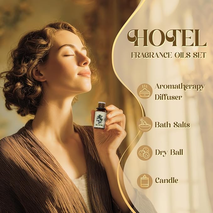 Soulorigin Hotel Fragrance Oils Set, Essential Oil Gift Set for Diffuser, Hotel Scent Diffuser Oil, Diffuser Scents Oil for Home, White Tea, Jasmine Mint, Sandalwood, Luxury Night, Seaside, Myway