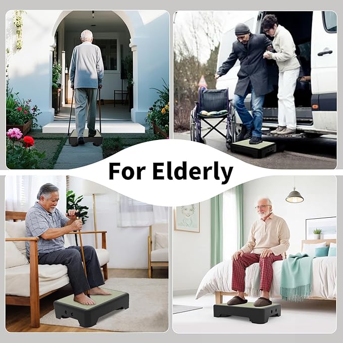 Adjustable Step Stool for Adults, Noctilucent Bed Step Stools, 660 LBS Capacity Non-Slip Safety Step Platform Indoor and Outdoor for Seniors and Kids, Wide Step Stools Elderly Assistance at Night